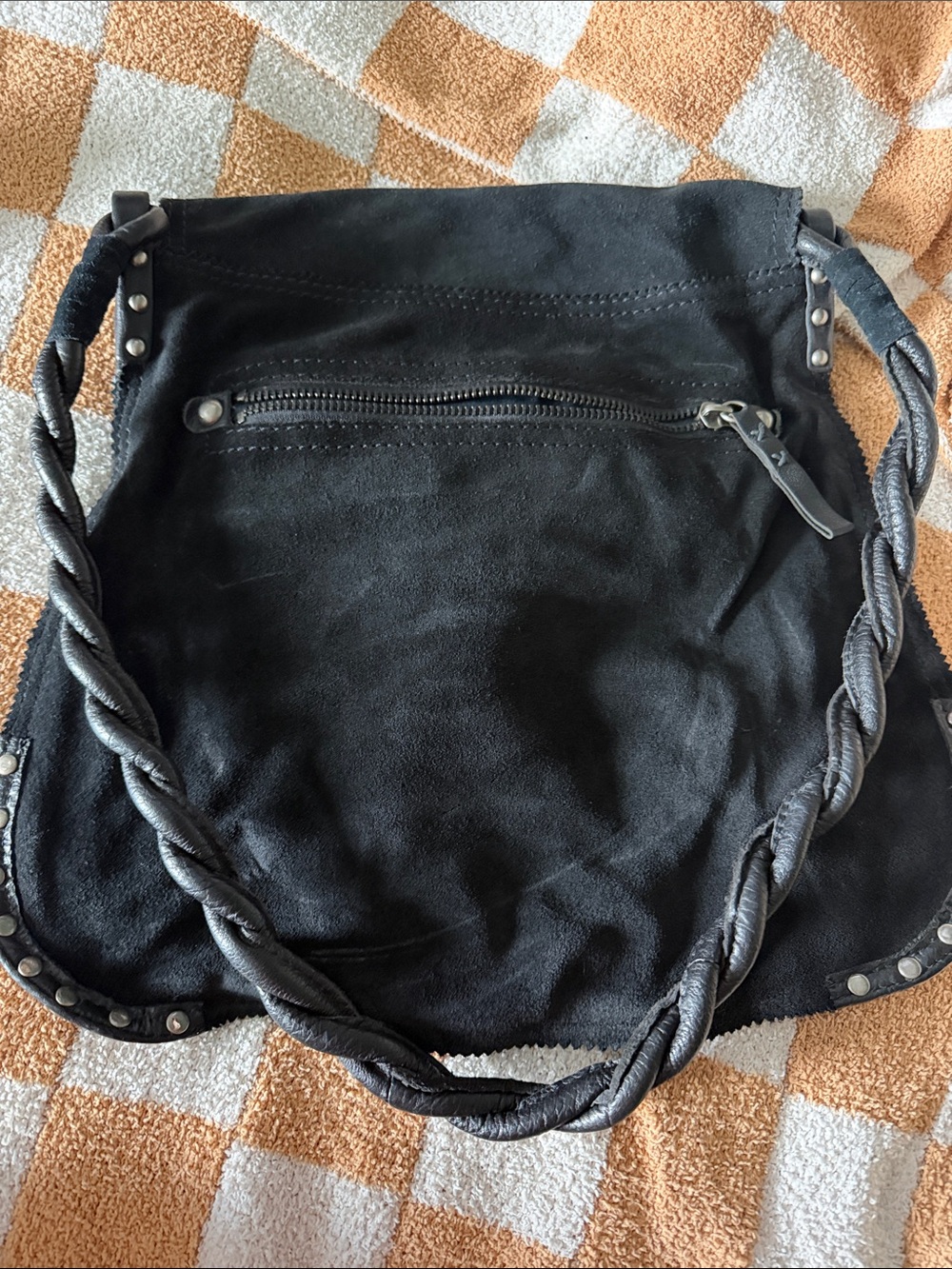 Lucky Brand Black Suede Shoulder Bag with Braided Strap - Picture 8 of 9